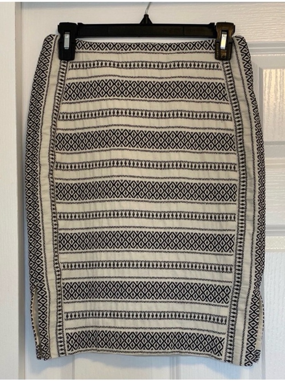 LOFT Black White Print Pencil Skirt Size 0